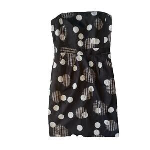 Banana Republic Strapless Polka Dot Dress Women’s Size 0 Black White LBD